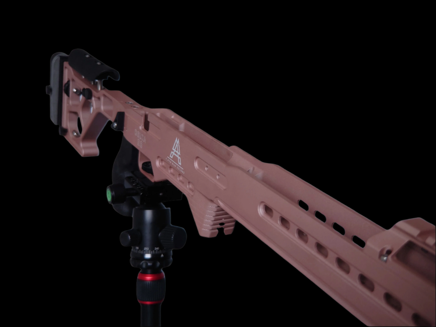 Delta 22 Chassis, a lightweight and precision-engineered rifle chassis for .22 calibre competition and hunting applications