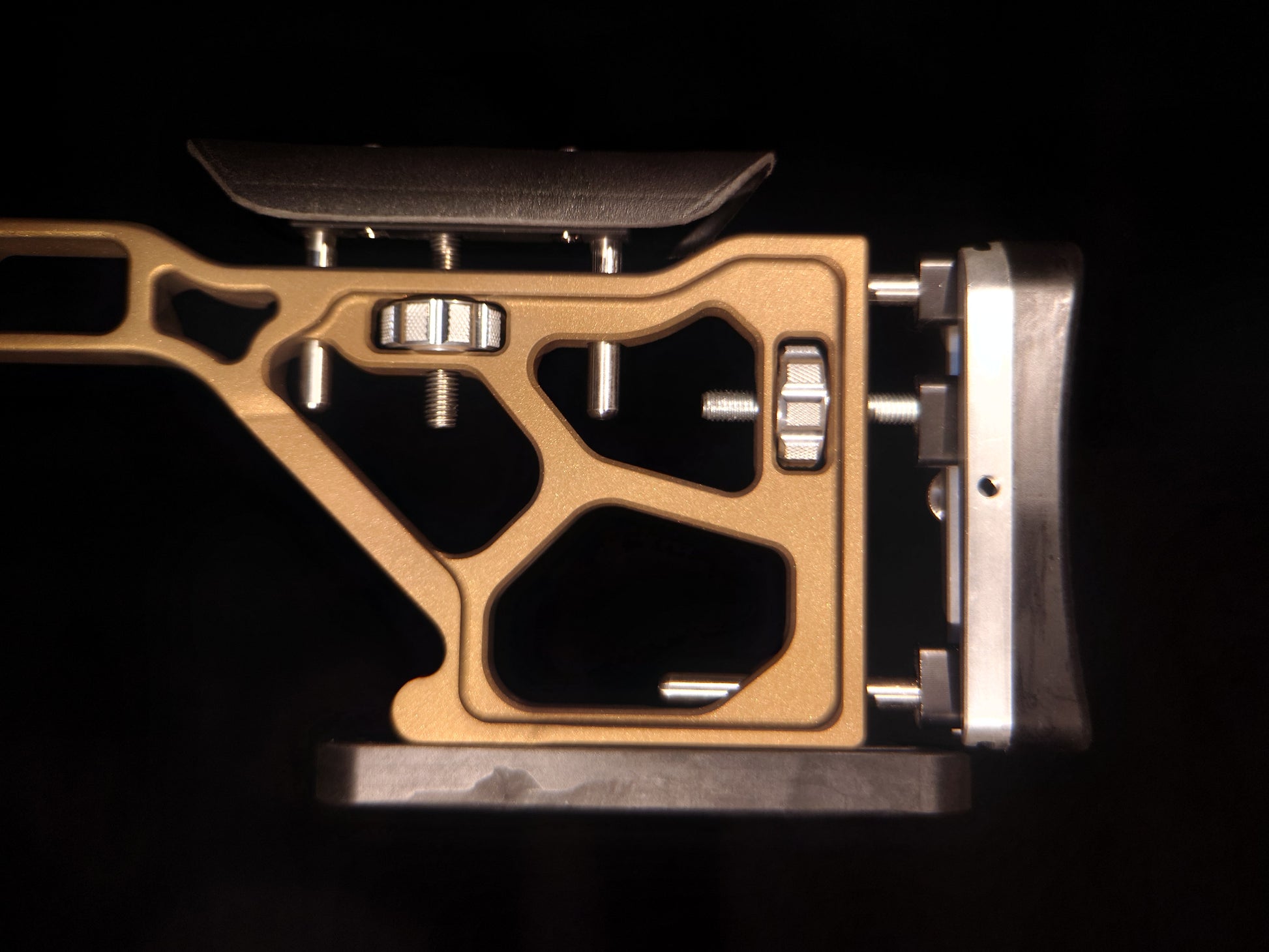 Burnt Bronze Notus Chassis FX DRS Butt Stock Close Up