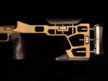 Eurus Burnt Bronze FX King Dynamic Panthera  PCP Chassis Butt Stock Close Up