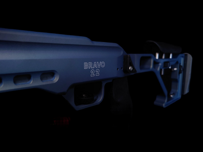 Rear section of the Bravo 22 Chassis in Northern Lights, displaying Alpha Kilo Accord branding and chassis reinforcement details